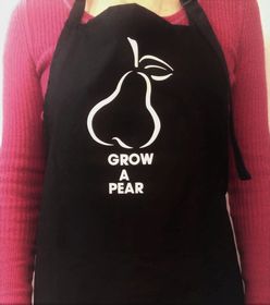 Black Cook's Apron - 'Grow A Pear'